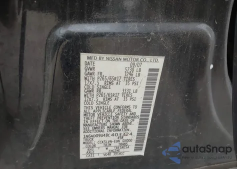 2008 Nissan Frontier Le from USA, damaged, VIN 1N6AD09U48C403324
